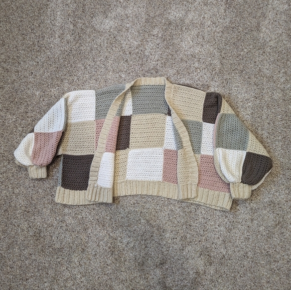 Handmade Crochet Patchwork Oversized Cardigan - Picture 1 of 3